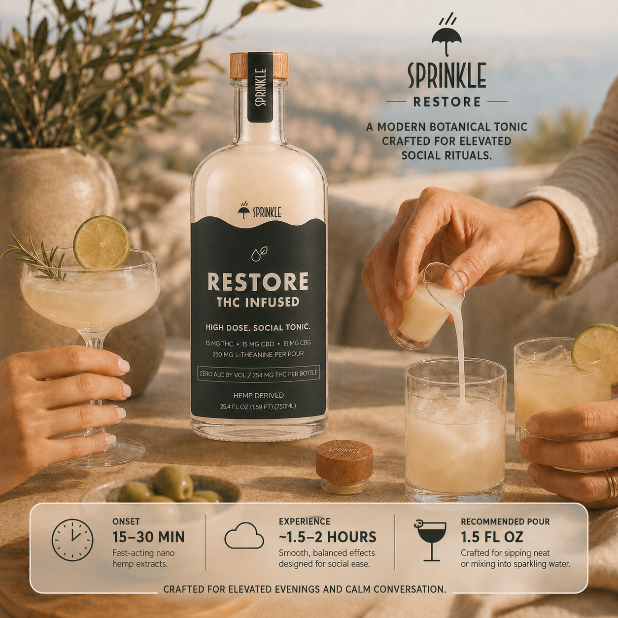 Sprinkle Restore 15mg THC Social Tonic | 750mL Bottle
